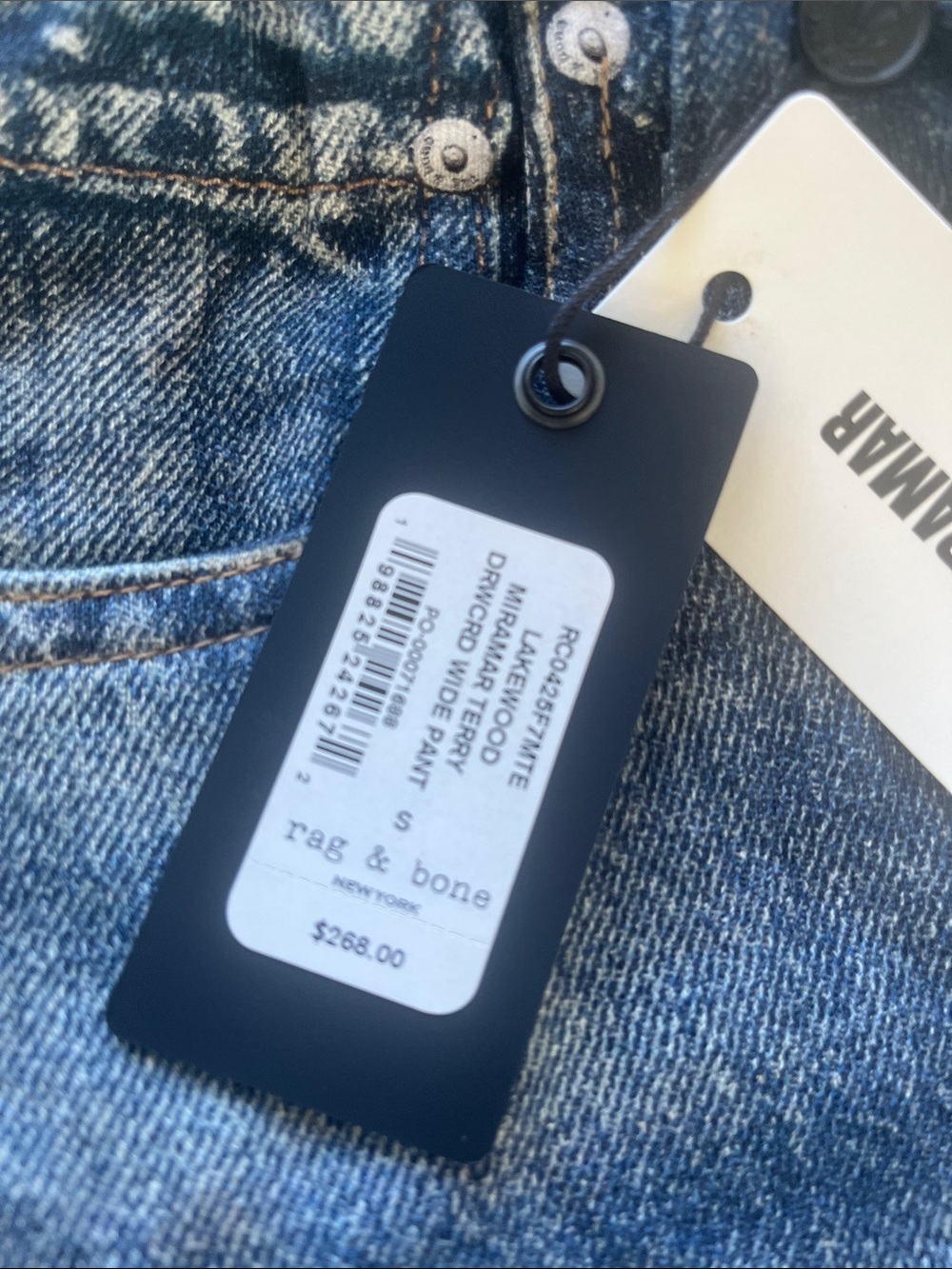 NWT Rag & Bone Miramar Terry Drawcord Wide Pant in Lakewood; Size S - Picture 9 of 10